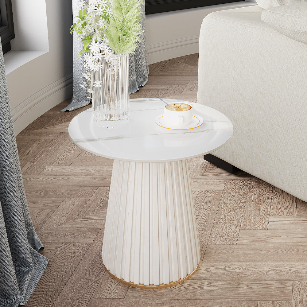 Leather Side White Table