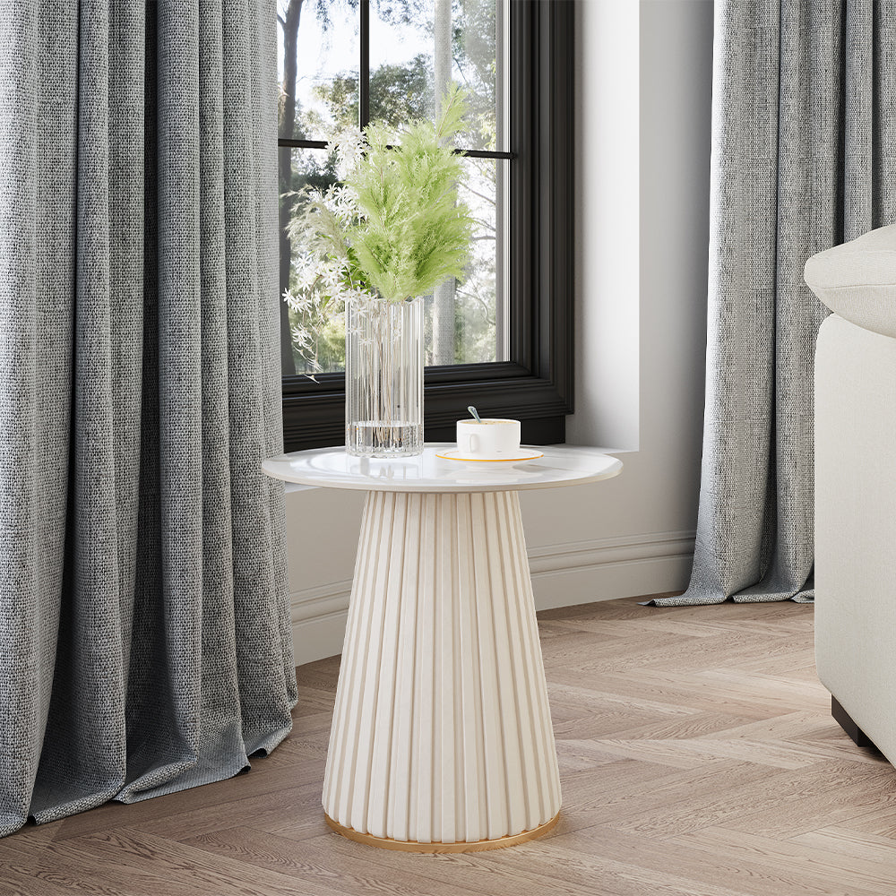 Leather Side White Table