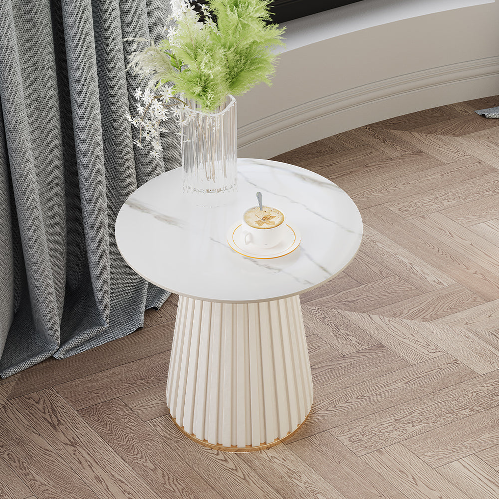 Leather Side White Table