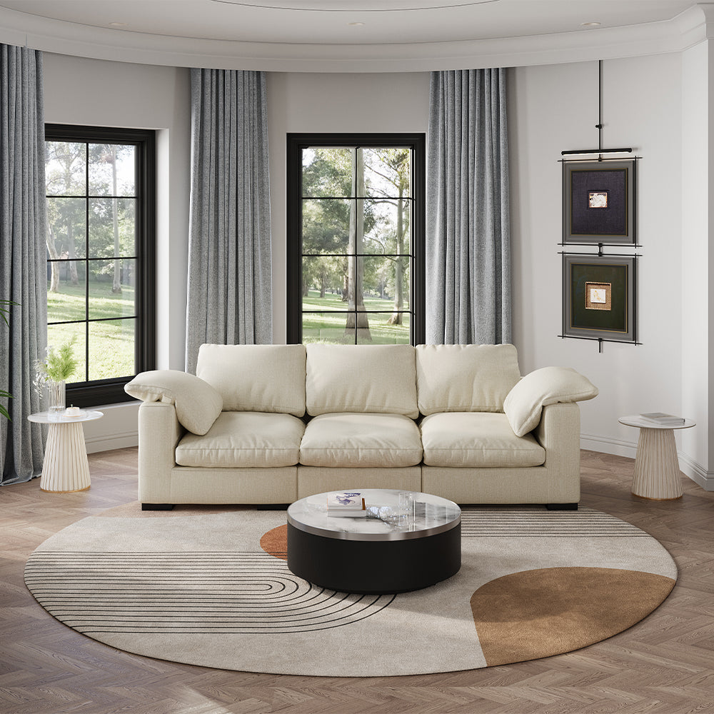Leather Side White Table